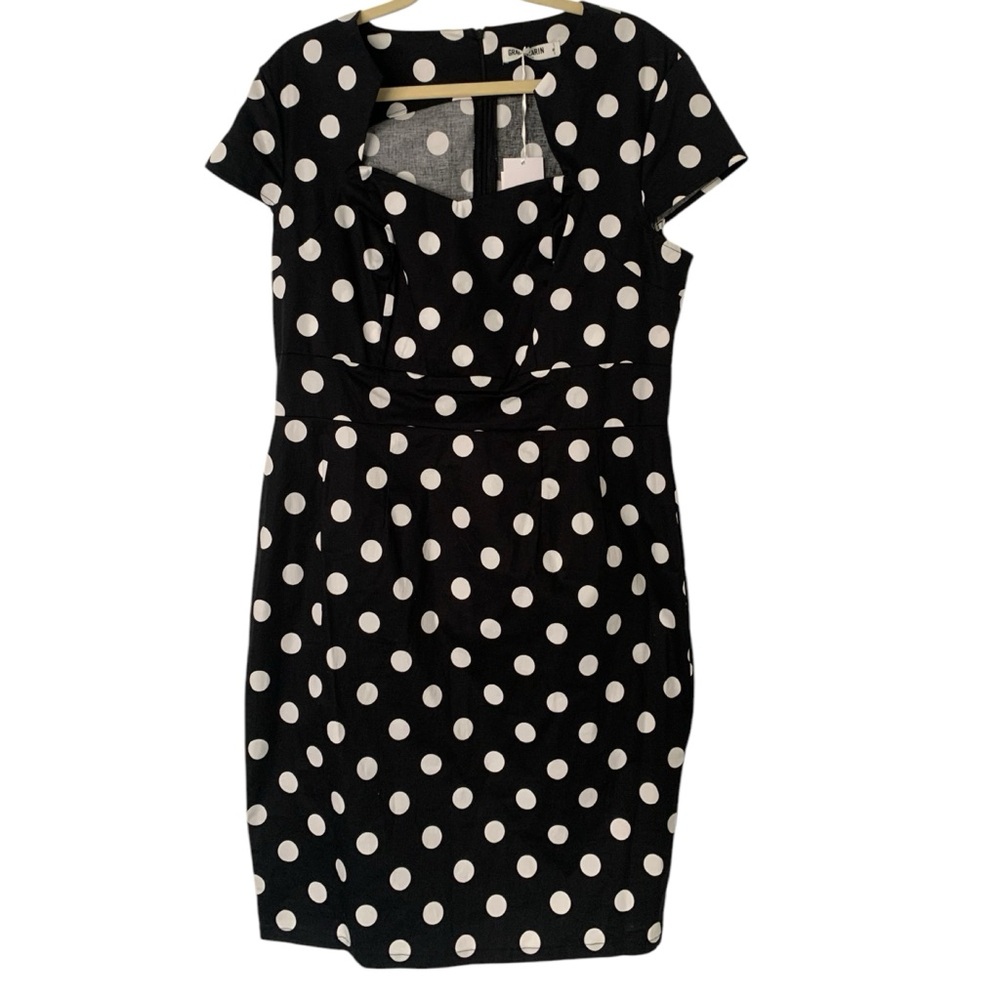 Grace Karin Black and White Polka Dot Sheath Dress